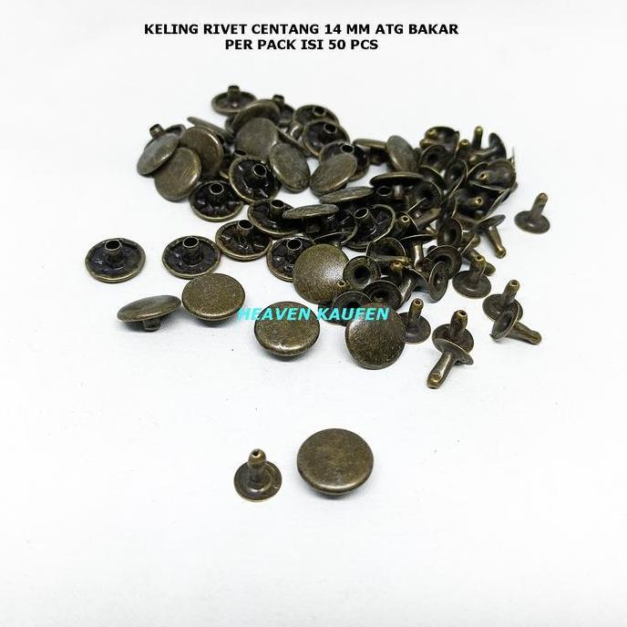 Paku Keling Rivet Centang Gepeng Datar 14 mm Warna ATG Bakar Harga Per Pack isi 50 Pcs Untuk Keling 