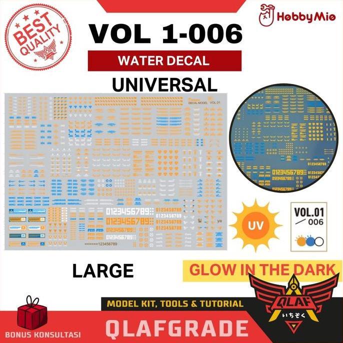 Water Decal Large VOL 1- 006 GLOW IN THE DARK UV MG HG RG PG - High Res. Water Slide DecalHobby mio