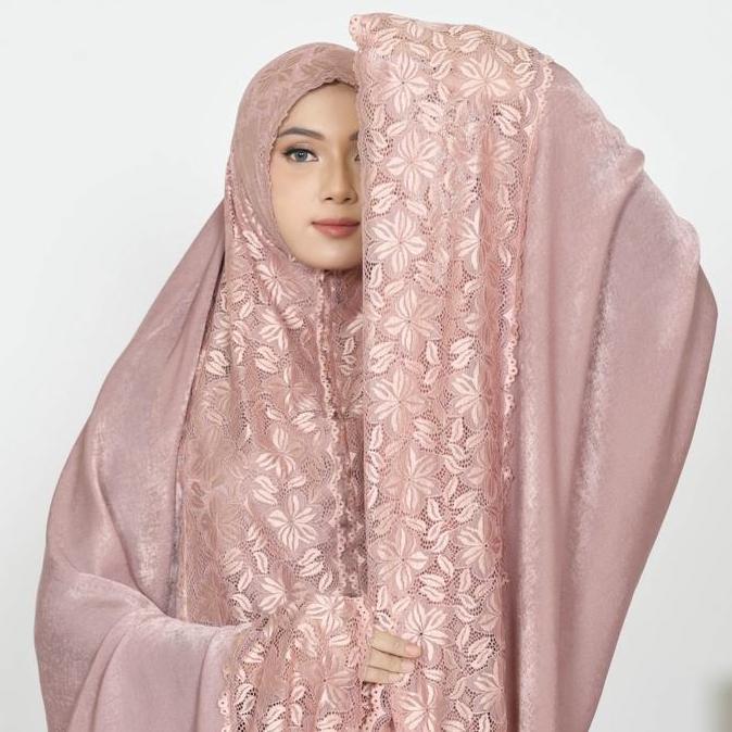 Lancar- ( Sutra Silk Premium )Mukena Dewasa Full Renda Silk Premium Luxury Grade A Mewah Muslim