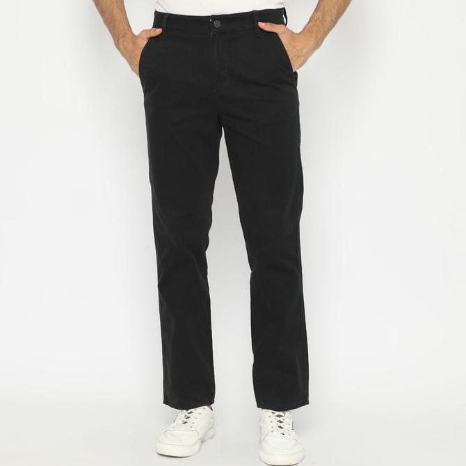 Trousers- Papperdine 75 Black Straight Fit Celana Panjang Pria