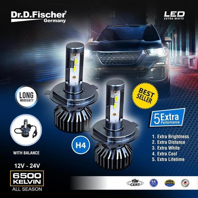 Led H4 40W 12V - 24V Dr.D.Fischer / Lampu Utama Mobil / Lampu Led