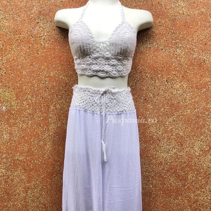 PALING MURAH bella set bikini rajut model summer wear Rok rajut| crochet Bali PALING MURAH