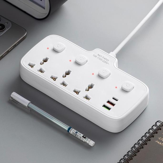 Sirkuit Stop Kontak Stopkontak EU Plug 3 Stopkontak 2 USB 1 Type C