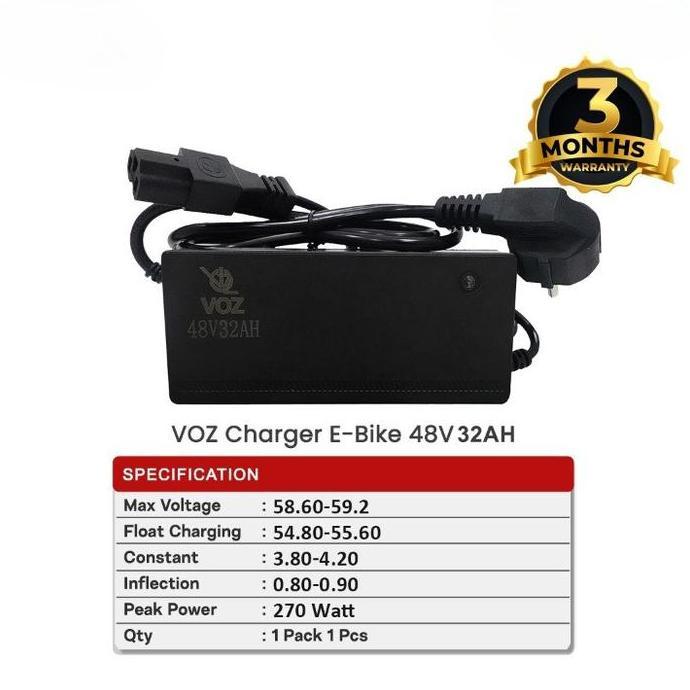 VOZ CHARGER AKI SEPEDA LISTRIK 48V 32AH CHARGER AKI E-BIKE 48V 32AH/BATERAI CHARGER SEPEDA LISTRIK 4