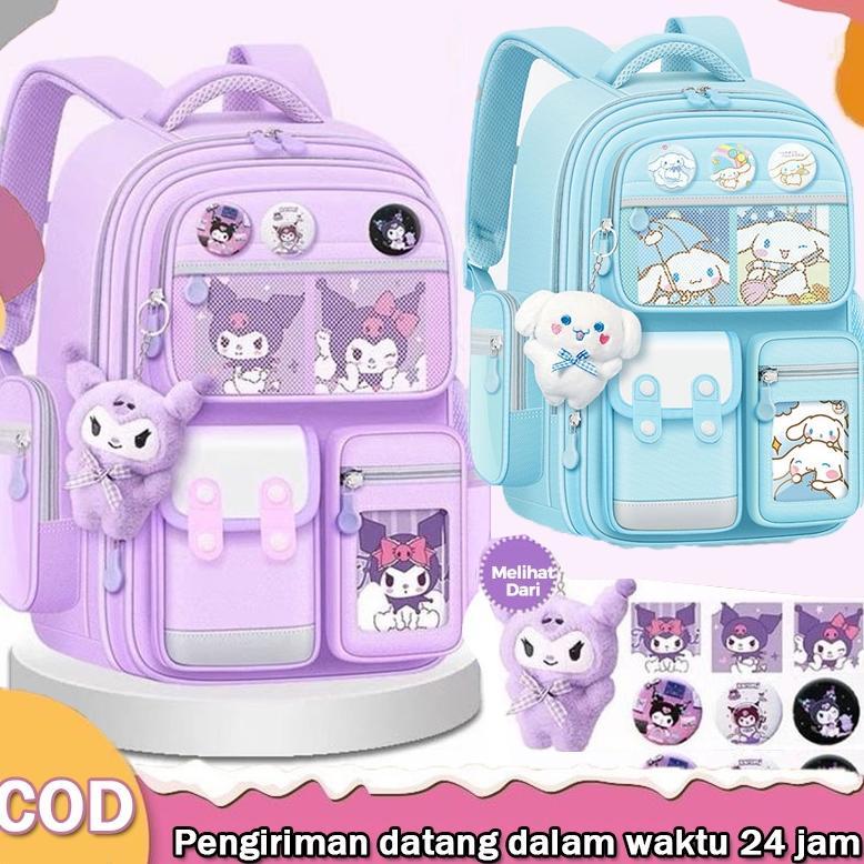 TERBARU Tas Sekolah Kuromi Anti Air Tas Anak Tas Premium Tas Ransel Sekolah Kelas 3-6(free gift)