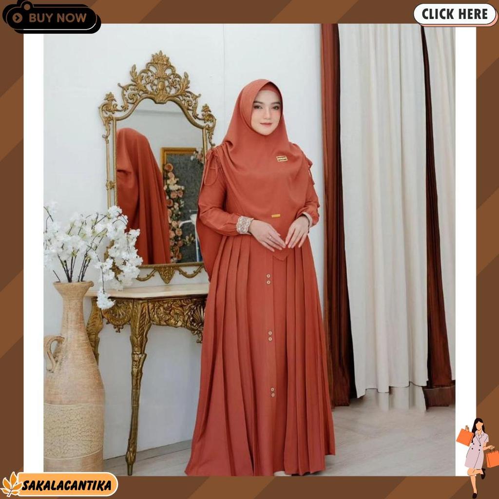 Gamis Mawwadah New Colour Seris Syar'I Set Khimar - Cringkle Airflow Premium - Fashion Muslim Wanita
