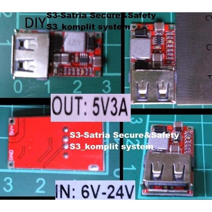 CHARGER USB MODUL 5V 3A DARI ACCU ACU DC12V AKI 12V 6V24V MOTOR MOBIL SOLAR PANEL MODULE 5V 5VOLT DC