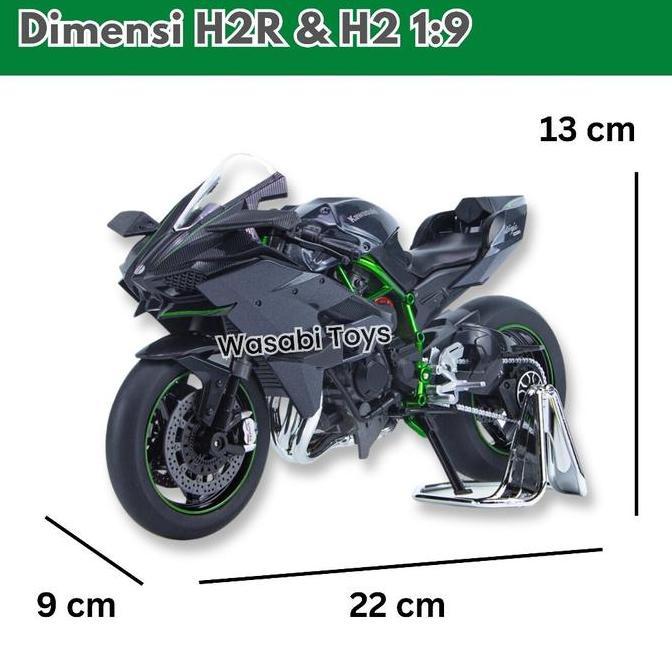 Miniatur Diecast 1:9 Ninja H2R & H2 (Paddock, Suspensi, Lampu, Suara)