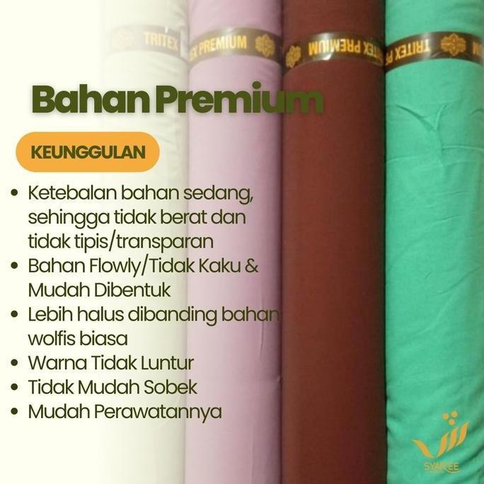 Maxfik- Jilbab Syar'I Segi Empat Jumbo 150X150 Wolfis Kelim Panjang Tebal Nyaman Syar'Ee Fashion - H