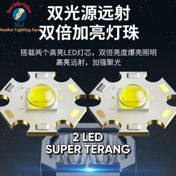 Litcx- Senter Led 2 Mata Multifungsi Flashlight Dan Powerbank 10000Mah