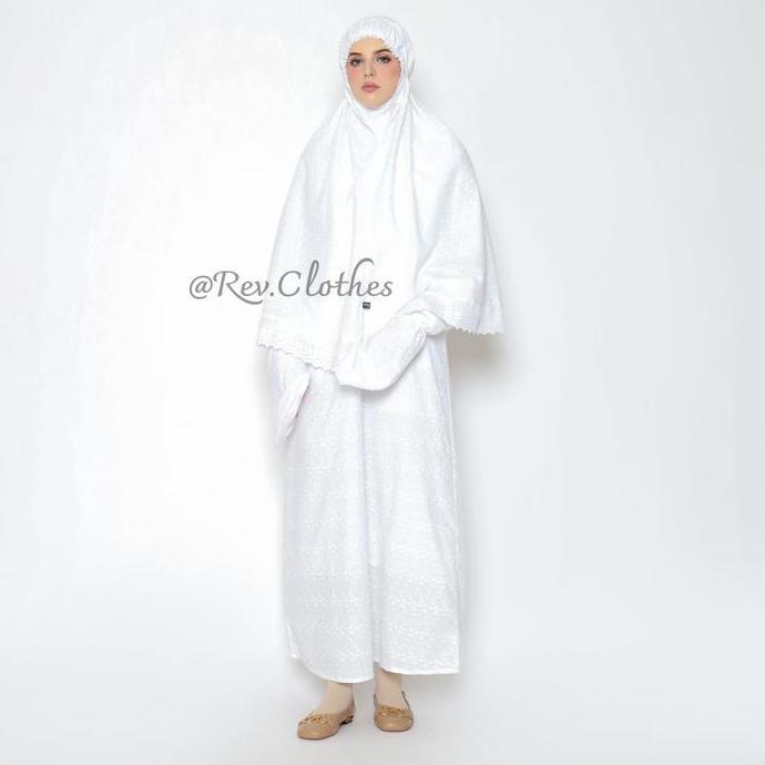 Gamis Umroh Wanita Set Lengkap Baju Ihram Wanita Full Bordir Baju Muslim Wanita Bergo Syari