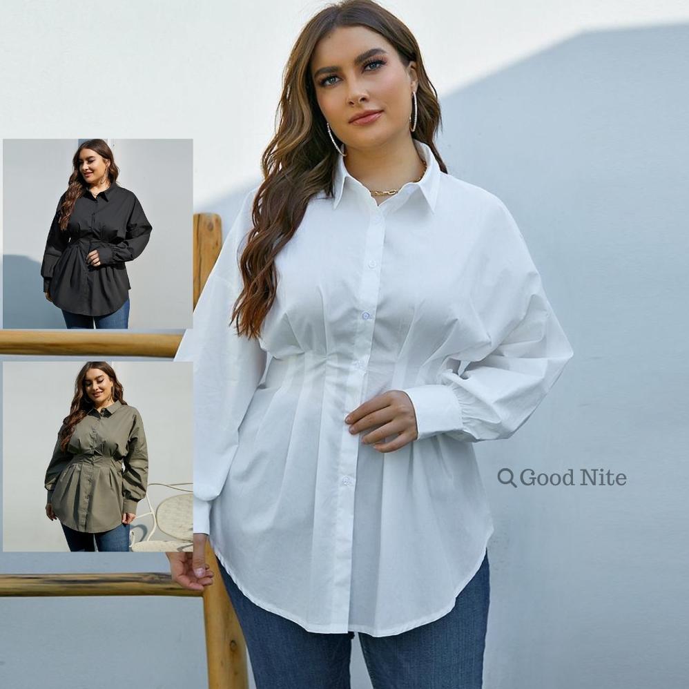 Promo Gn3747 Baju Kemeja Wanita / Baju Kemeja Big Size / Baju Wanita Jumbo