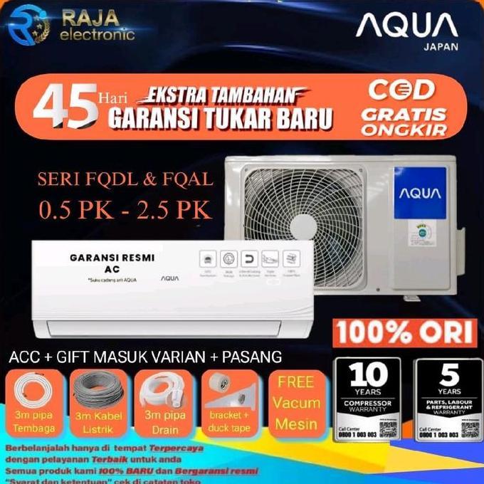 Terlaris Ac Aqua Japan Low Watt 1/2 Pk - 21/2 Pk Blue Fin + Instalasi Pemasangan & Bisa Tukar Tambah