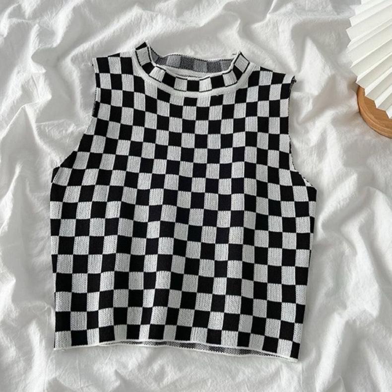 COD- Tanktop Kamisol Rajut - Atasan Rajut -Tangtop Korea Rajut (4 Motif) -Atasan Crop Top Motif