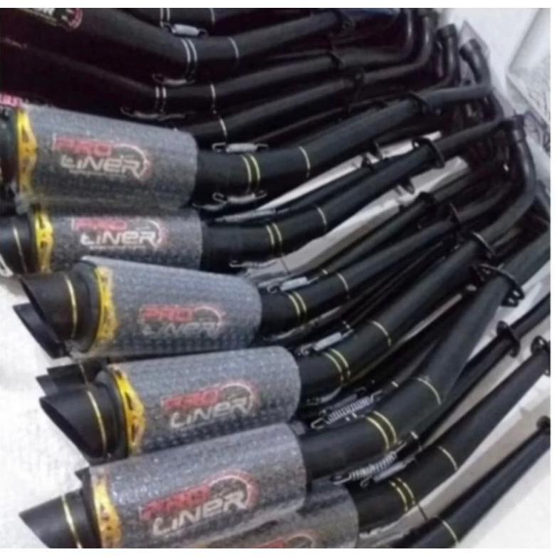 SYAHLASQUARE KNALPOT RACING PROLINER FULL HITAM TERBARU UNTUK MOTOR KHARISMA, VEGA, SMASH, SUPRA ALL