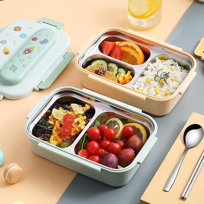 TERMURAH - Lunch Box Kids Set Stainless Steel 316 Dengan Sendok Sumpit Stainless / Bento Box Stainle