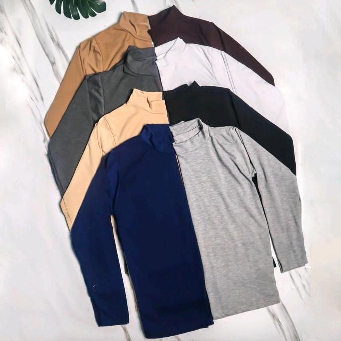 Favorit Online Baju Manset Dalaman Wanita Kerah Tinggi Lengan Panjang Bahan Kaos Rayon Atasan Muslim