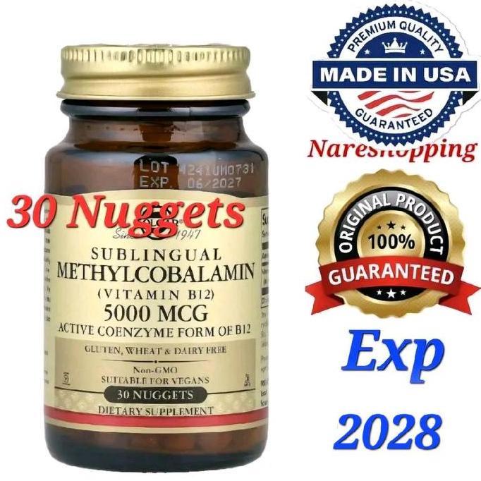 (READY STOCK) Solgar USA Vitamin B12 Methylcobalamin 5000 mcg, 30/ 60 Nugget, Bebas Gluten Gandum & 