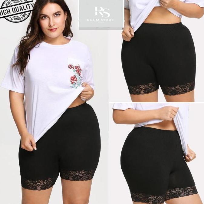 Wokex- Celana Short Legging Wanita Celana Strit Pendek Renda/Dalaman Wanita