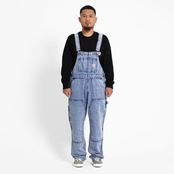 Vegadasama8 - Superego - Overall Carpenter Double Knee Denim Loose Straight Snow Light Blue OVA01A