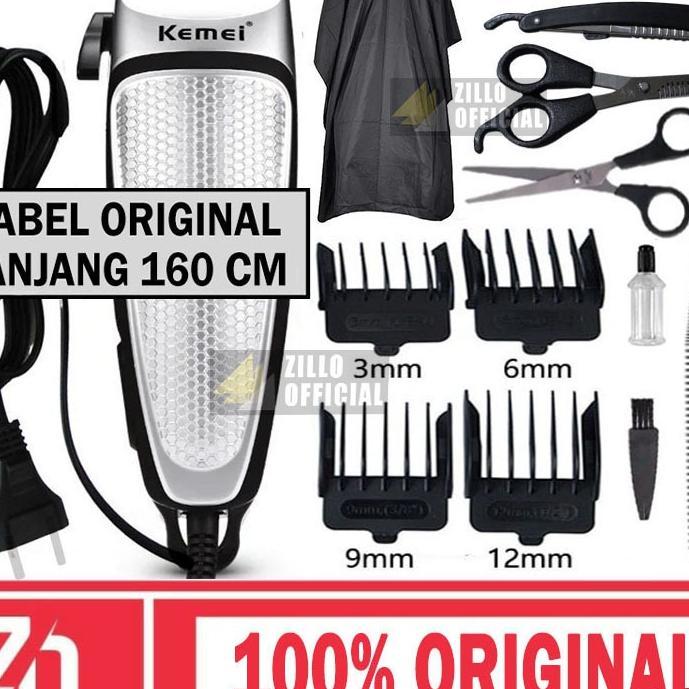Kemei Mesin Cukur Listrik Original Sisir Gunting Sasak Mesin Cukur Kabel Mata Pisau Cukur Baja Anti 