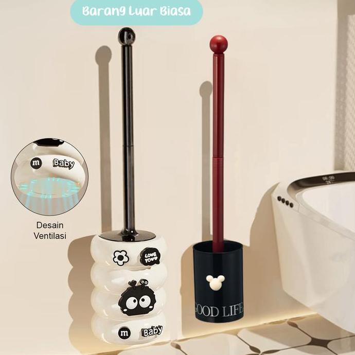 MATEGAV BLB  Sikat Pembersih Toilet Motif Lucu Sikat Closet Duduk Jongkok Dengan Holder BT001