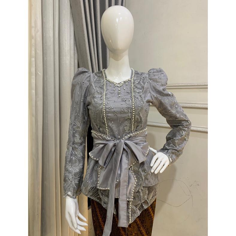 Murah Kebaya Puff + Obi Belt Motif Bunga S-Xxl