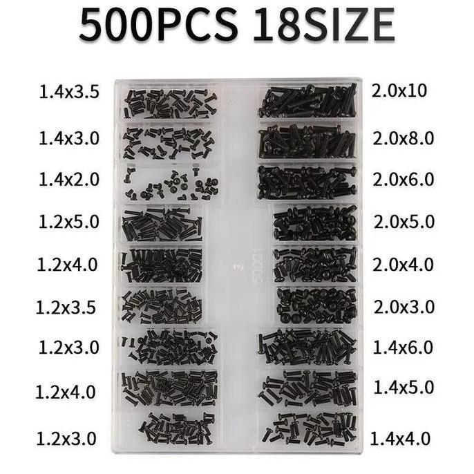 SIJIANG 18 Jenis Baut HP 500pcs Set/Sekrup Mini Reparasi/Kit Baut Laptop Jam Tangan/baut Kacamata Ke