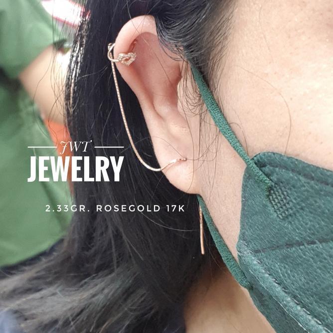 Giwang Anting Tusuk Jepit Emas Cuff Tassel Tarik Panjang El Korea