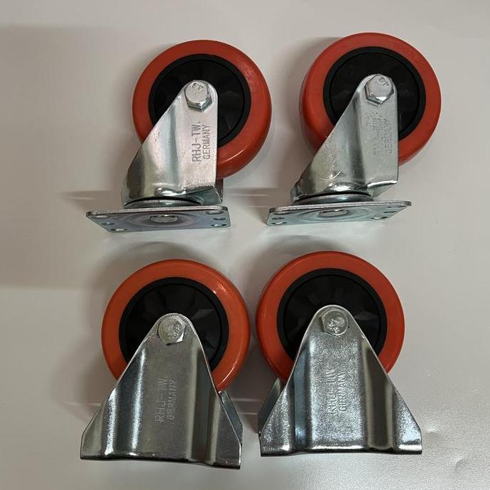 Roda Troli Pu Rhj Tw Caster Germany 4 Inch 2 Putar, 2 Mati Terbaru 