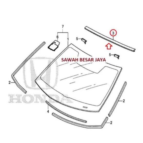 ASLI KARET MOLDING LIST LIS KACA BESAR DEPAN BAGIAN ATAS HONDA ACCORD CR2