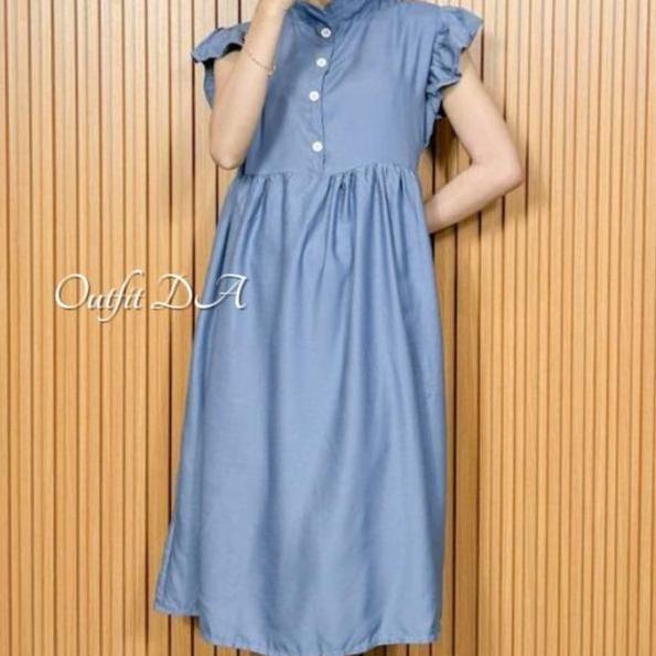 TAMPIL MODIS  VIVI DRESS - Midi Dress Rayon Twill Premium Dress Pendek Busui Kancing DA Grosir TAMPI