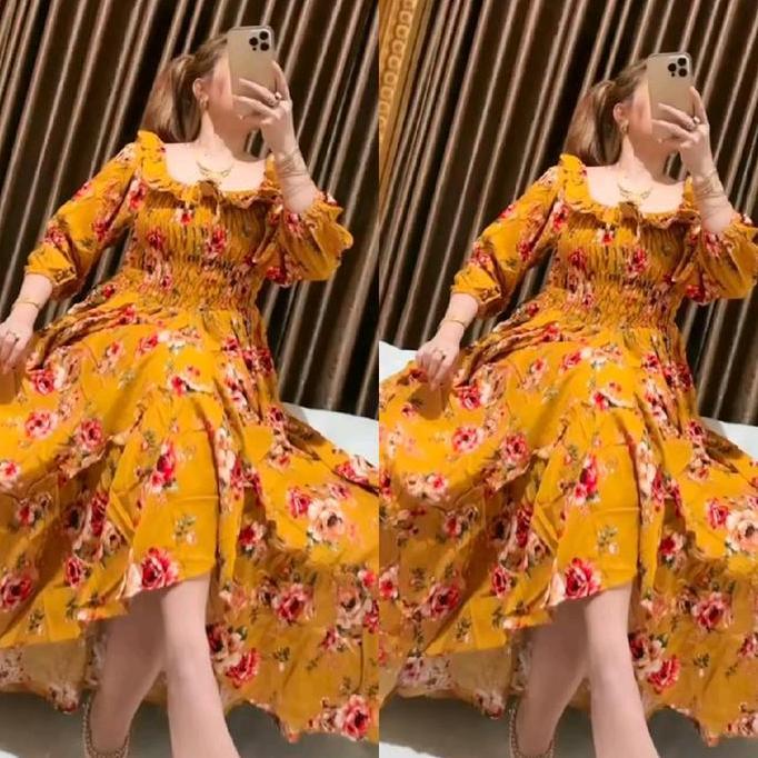 PROMO Dress Wanita Semuk Rempel FiFi Katun Rayon Rempel Dada Depan Belakang Baju Casual PROMO