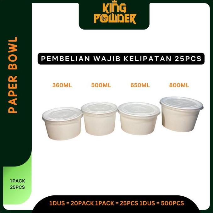 ISI 25 Paper Bowl 650/800/RiceBowl/Tempat Nasi/Box Nasi BOWL+LID+Inner Tray ISI 25