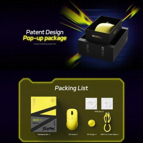 Lengkapjaminan- Scyrox V8 / V-8 Ultra Lhtweht Gaming Mouse Paw-3950 8K Polling Rate