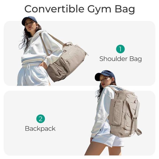 Bagsmart 4-In-1 Tas Gym, Tas Duffle Ringan TSA untuk Perjalanan dengan Kompartemen Sepatu & Kantong 