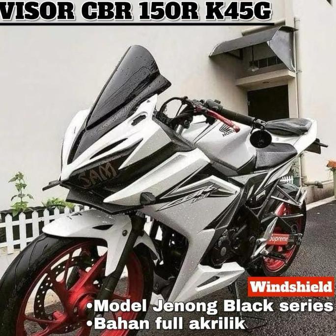 WINDSHIELD VISOR CBR 150R K45G BAHAN FULL AKRILIK MODEL JENONG BLACK SERIES VISOR CBR 150R K45G HS55