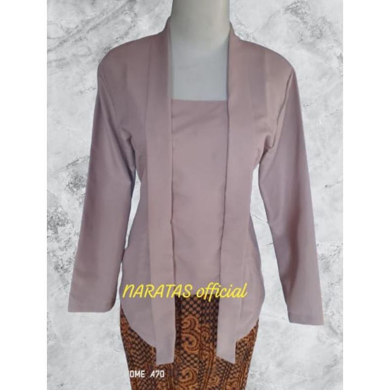Saless Kebaya Kutubaru Modern Polos Putih Hitam Jotol Terakota