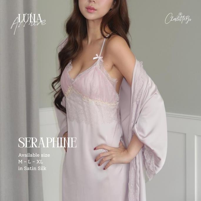 Charlotte - Seraphine Set Lingerie Kimono Nightgown Satin Silk Premium Seserahan Luna Allure