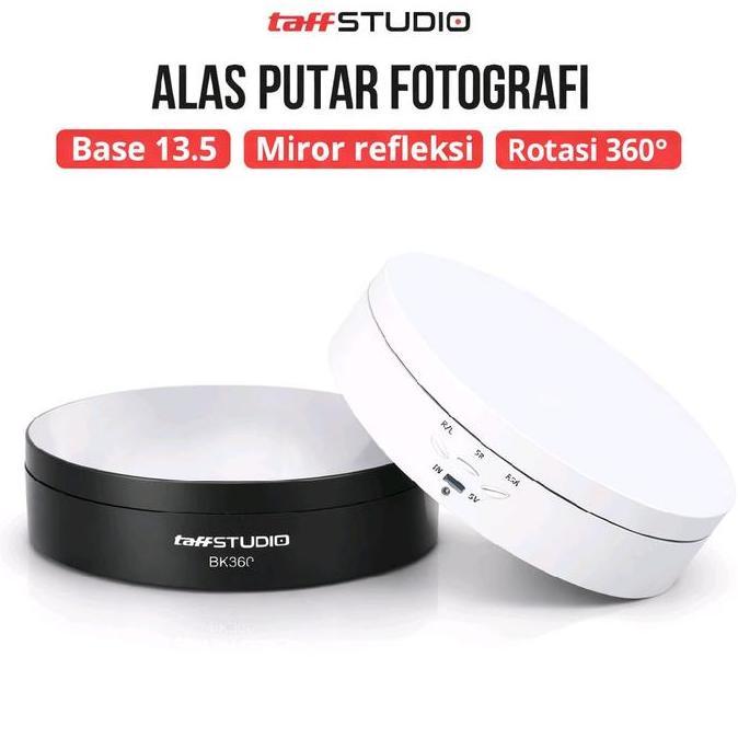 TaffSTUDIO Alas Putar Fotografi Produk Rotating 45-360 Display Stand Base Miror Reflektif 13.5cm 2-6