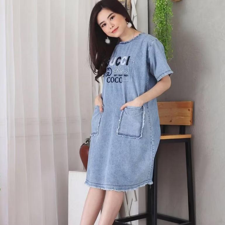 DENIM DRESS / DASTER JEANS/ DAILY WEAR/ SNOWBLUE SERIES BANYAK VARIAN MOTIF DASTER JEANS [G1]