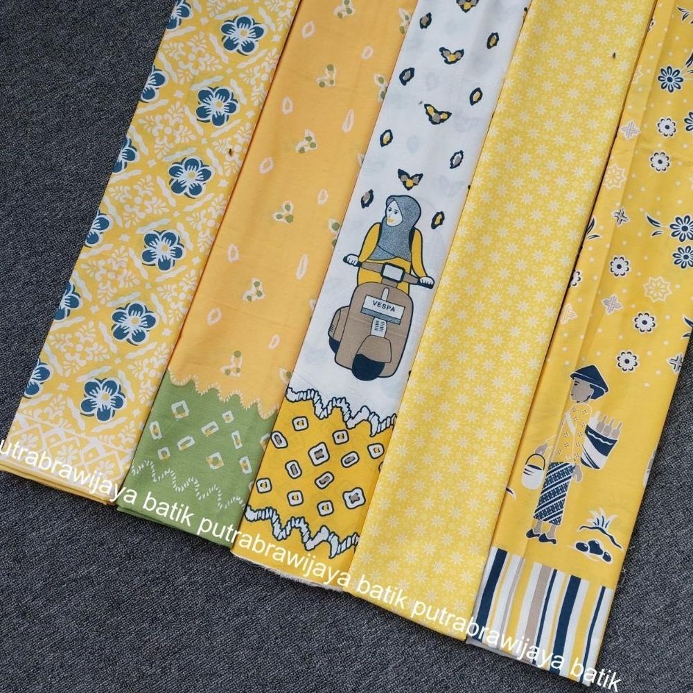 Gratis Ongkir Kain Batik Jarik Printing Warna Kuning Bahan Tetron Rayon Halus Adem Seragam Bridesmai