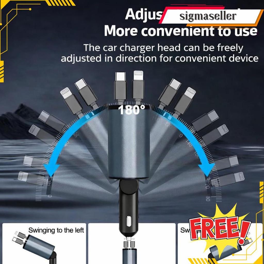 Cod Charger Mobil 200W Super Fast Charging Usb Type C 4 Port Digital Display Tegangan Charger Mobil 