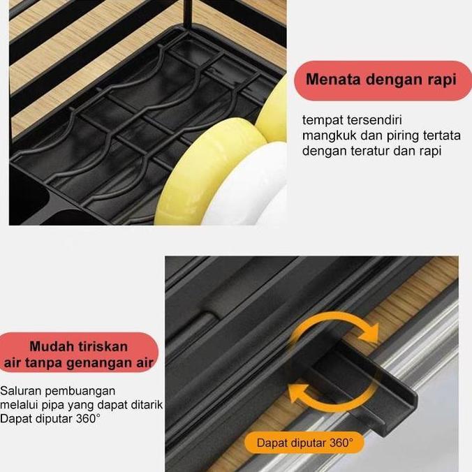 ORIQIR Rak Stainless / Rak Piring Rak Wastafel Dengan dan Rak Talenan dorong bawah kompor tempat pis