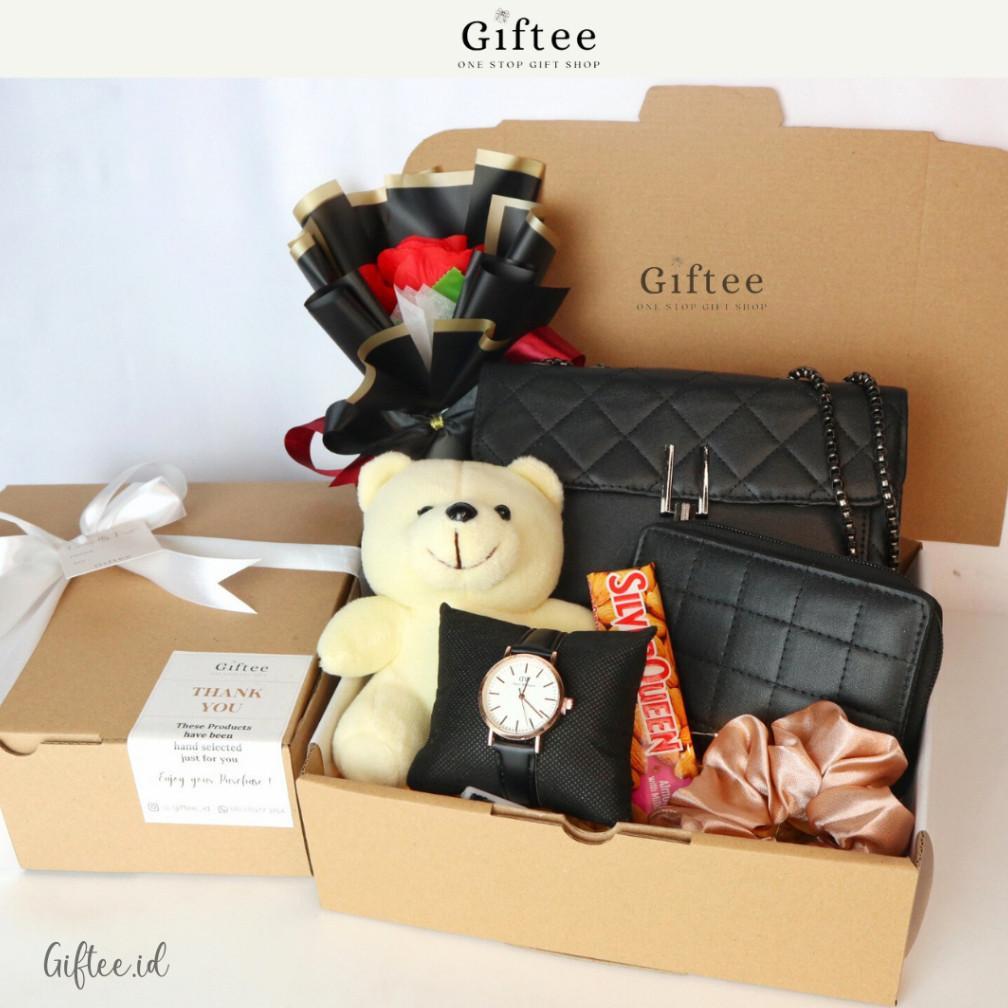 Hampers Zara Tas Wanita Premium Dompet Jam Parfum Boneka Kado Valentine Selempang Sling Bag Hadiah G