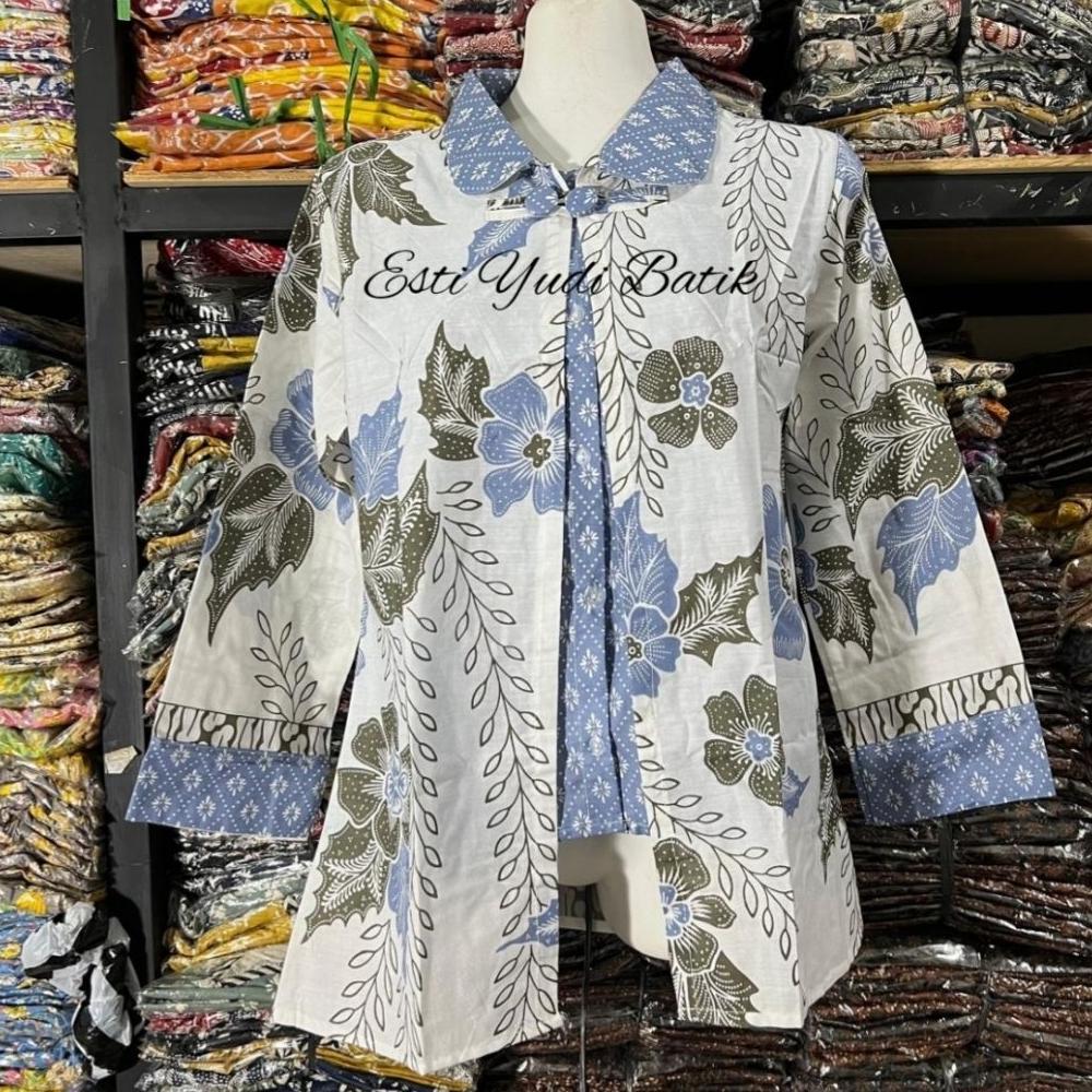 Premium Blus Batik Atasan Wanita Blouse Batik Modern Style Blouse Batik Wanita Baju Blus Wanita Keki