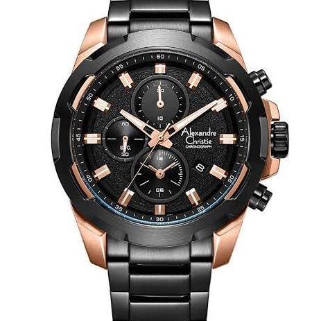 ALEXANDRE CHRISTIE AC6523 AC 6523 BLACK ROSEGOLD JAM TANGAN