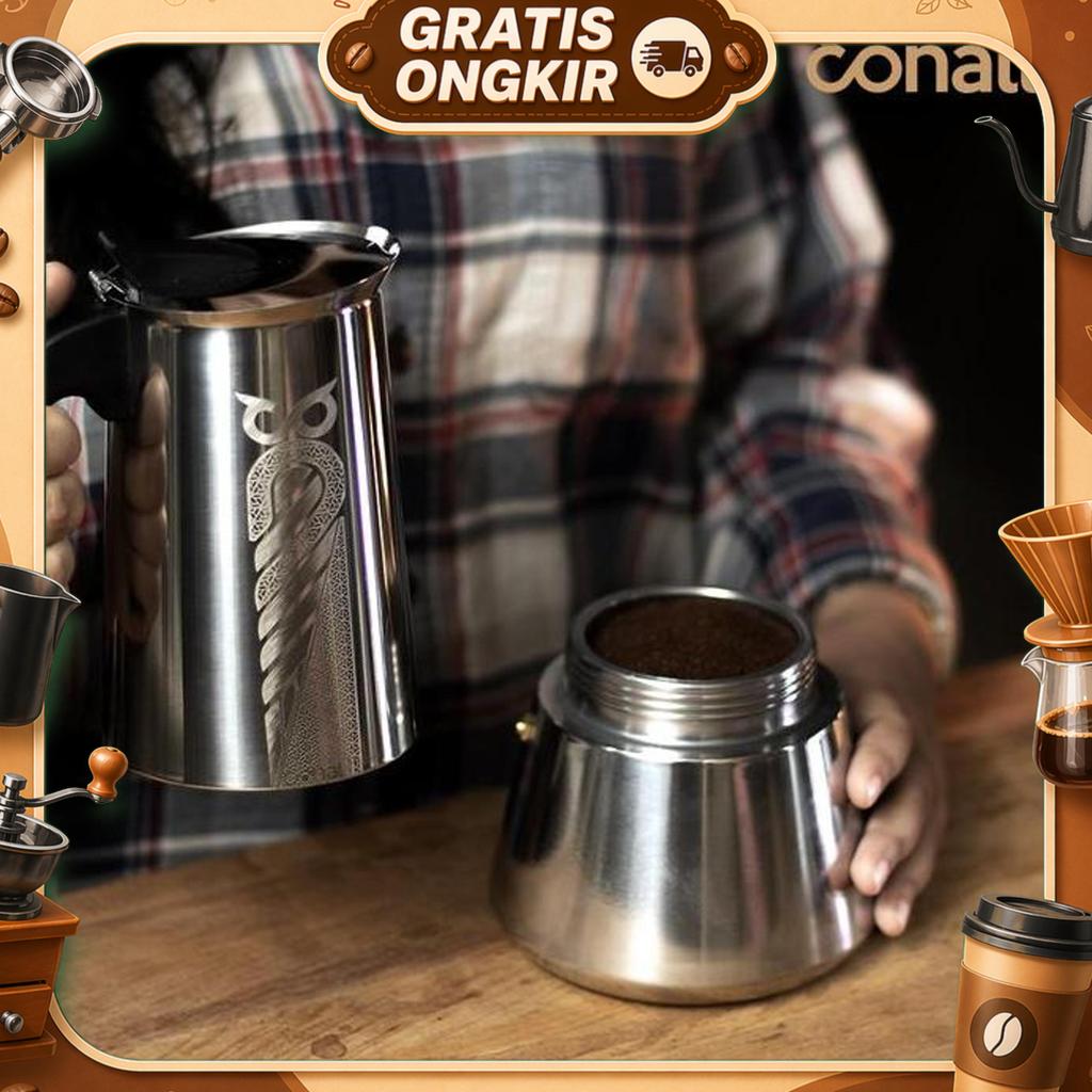 Mokapot Kompor Induksi Stainless Steel 9 Cup 450Ml Moka Pot 12 Cup 600Ml Espresso Coffee Maker 450 -
