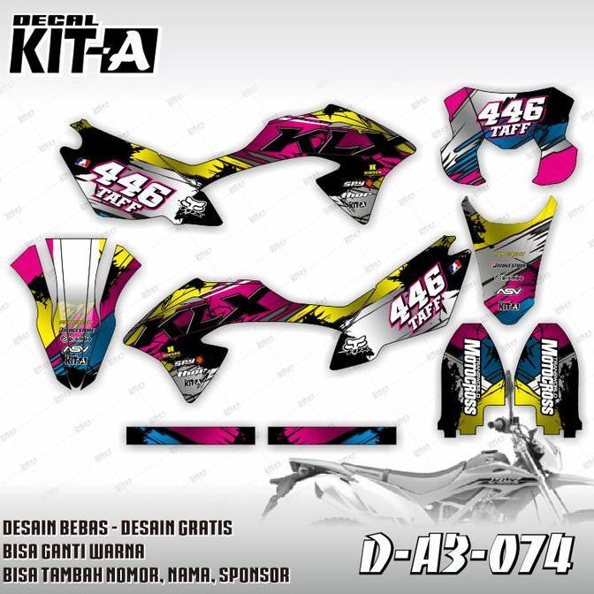 Decal Kawasaki KLX BF motif abstrak fullcolor D-A3-074