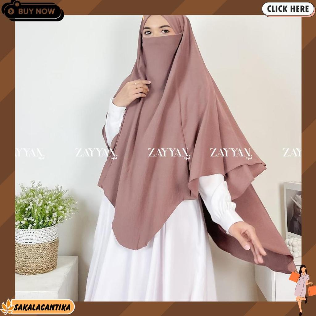 Zayyan. French Khimar Mecca Crinckle Size L & Xl Premium Hijab Harga Terjangkau